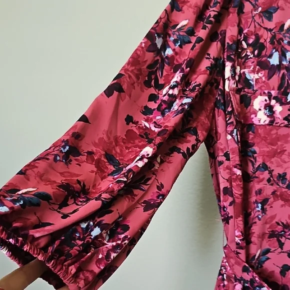 Torrid Romantic Floral Shirtdress Crepe de Chine Pink Floral Dress 0X - Picture 6 of 13